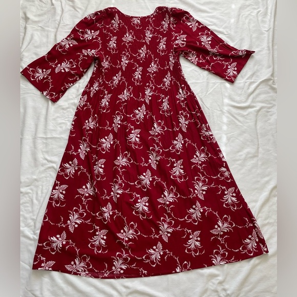 NWOT Croft & Barrow Red A-line Maxi Dress with 3/4 Dolman Sleeves with pockets - Picture 4 of 10